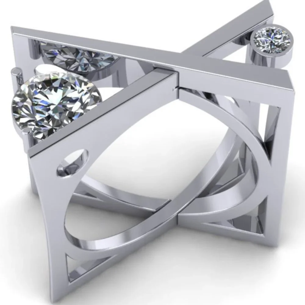 💞Unique 925 Silver Plated X Overlapping Curious Ring, GPMB1427